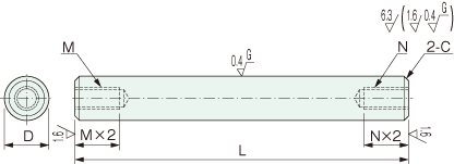 YSBB linear shaft both ends tapped