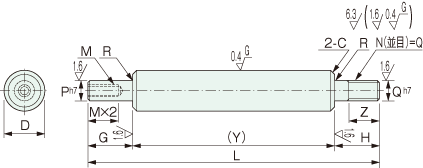 YSEC linear shaft one end stepped and tapped, one end threaded