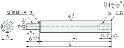 YSCB リニアシャフト 片側おねじ 片側めねじ