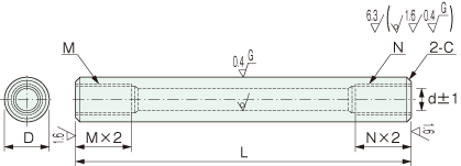 YSPBB パイプ リニアシャフト 両側めねじ