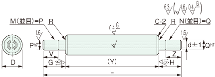 YSPCC パイプ リニアシャフト 両側おねじ