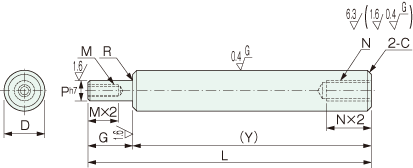 Trục 1 đầu có bậc ren trong 1 đầu ren trong YSSEB