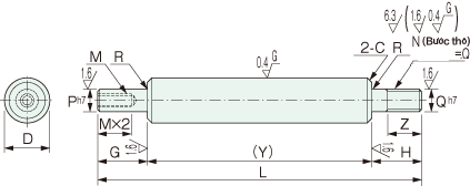 Trục 1 đầu có bậc ren trong 1 đầu bậc ren ngoài YSSEC